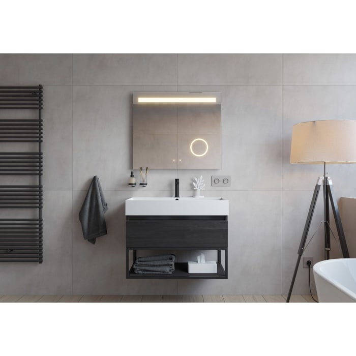 pianura Giulia Badmöbel Set 81 cm mit LED-Lichtspiegel, mit 1 Hahnloch