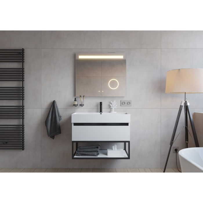 pianura Giulia Badmöbel Set 81 cm mit LED-Lichtspiegel, mit 1 Hahnloch