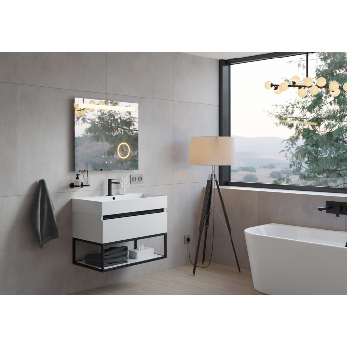 pianura Giulia Badmöbel Set 81 cm mit LED-Lichtspiegel, mit 1 Hahnloch