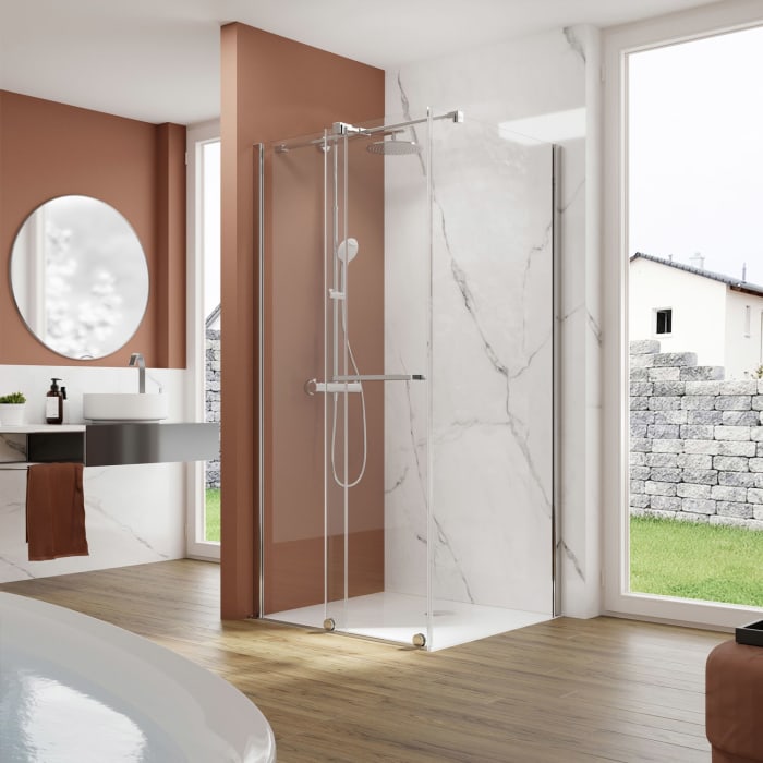 pianura Isabella Schiebetür mit Seitenwand 100 x 80 cm, Türanschlag links