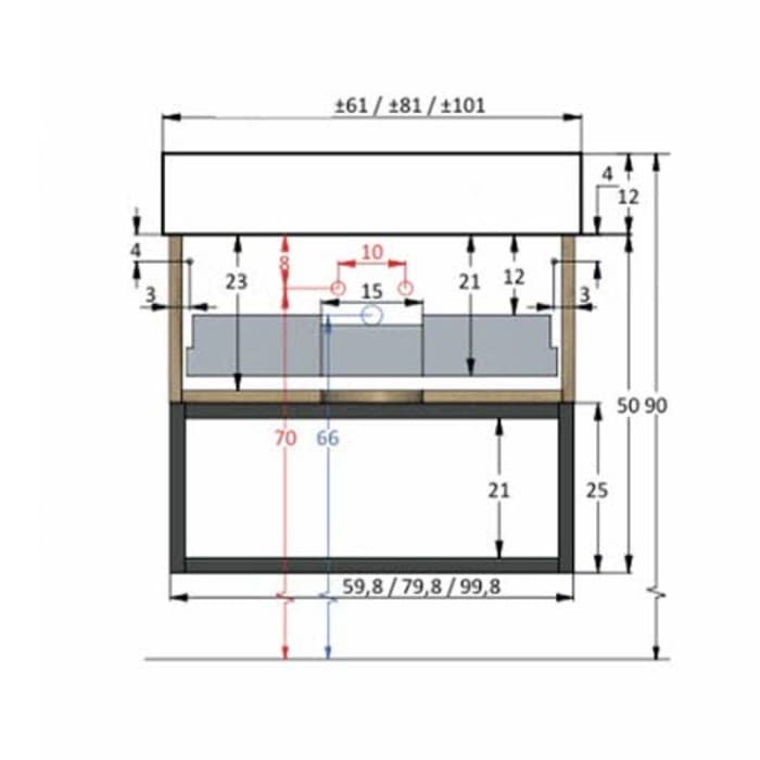 pianura Giulia Waschtisch mit Unterschrank 100 cm, mit 1 Hahnloch