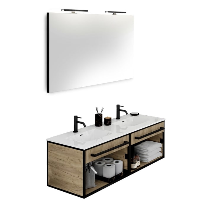 pianura Giulia Badmöbel Set 121 cm mit LED-Lichtspiegel