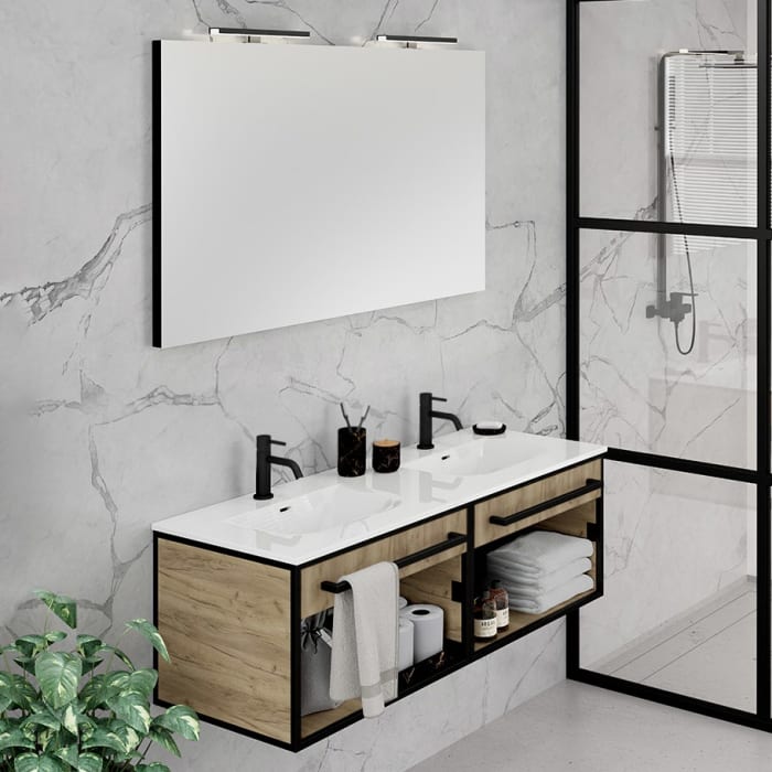 pianura Giulia Badmöbel Set 121 cm mit LED-Lichtspiegel