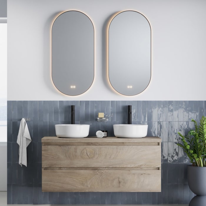 pianura Stella Badmöbel Set 120,5 cm mit LED-Lichtspiegeln