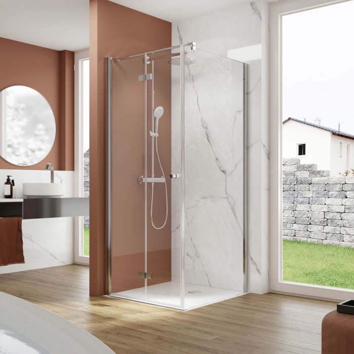 pianura Viola Drehfalttür mit Seitenwand 80 x 80 cm, Türanschlag links