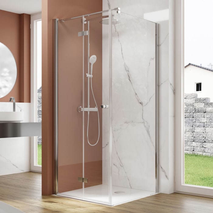 pianura Viola Drehfalttür mit Seitenwand 80 x 100 cm, Türanschlag links