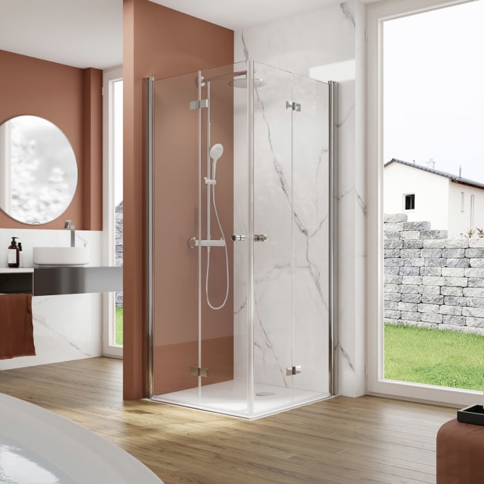 pianura Viola Eckeinstieg mit 2 Drehfalttüren 100 x 100 cm