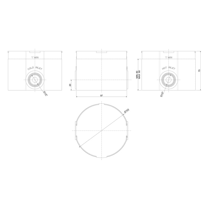 pianura Grundkörper für Wannen-Standarmatur