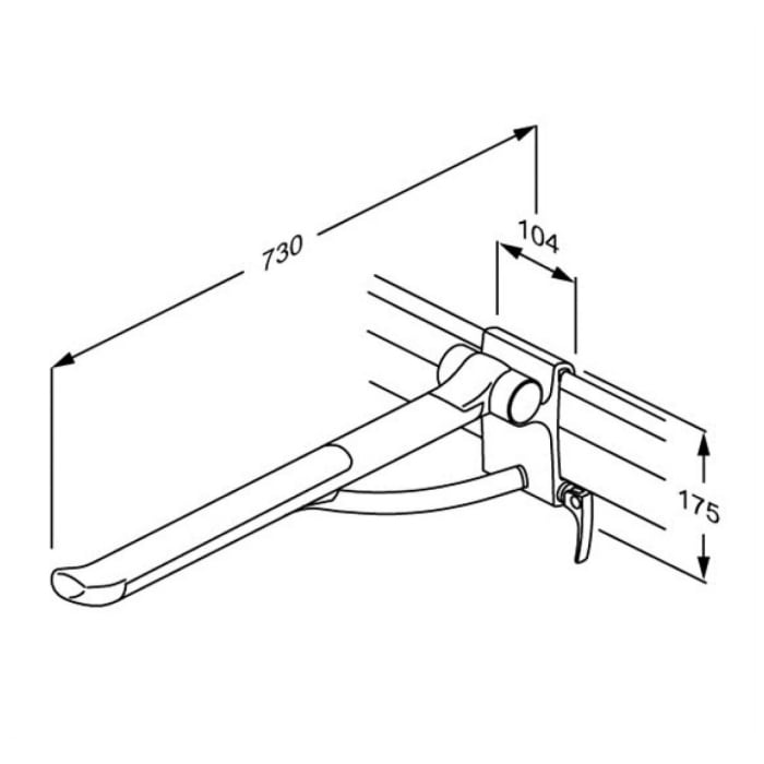 Pressalit PLUS Stützklappgriff 73 cm rechts seitl. verschiebbar