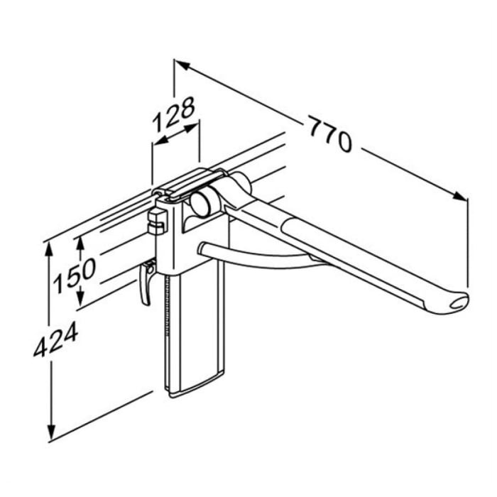 Pressalit PLUS Stützklappgriff 77 cm links höhen- u. seitlich verstellbar