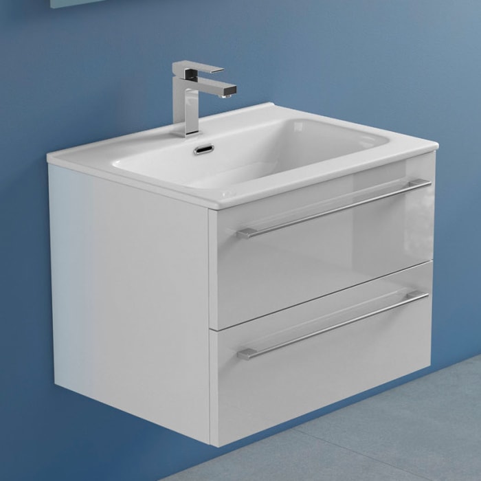 progettobagno Capri 60 Keramik Waschtisch mit Unterschrank weiß glänzend