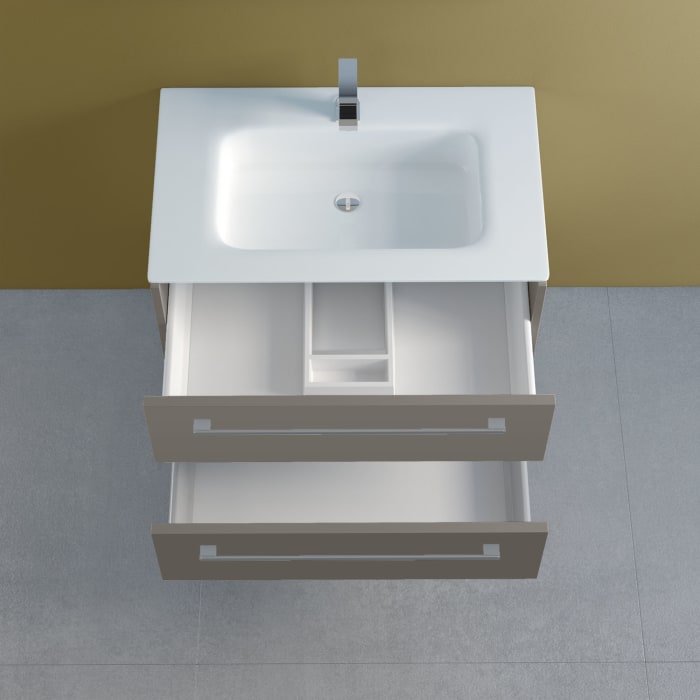 progettobagno Capri 75 Glaswaschtisch mit Unterschrank capuccino matt