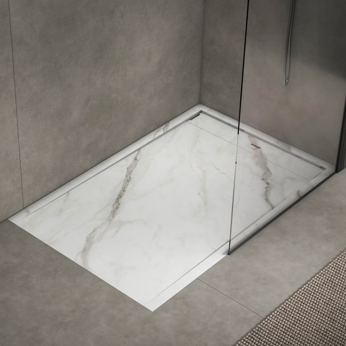 progettobagno Diamante Duschwanne 90 x 140 x 3,3 cm Feinsteinzeug Laminam®