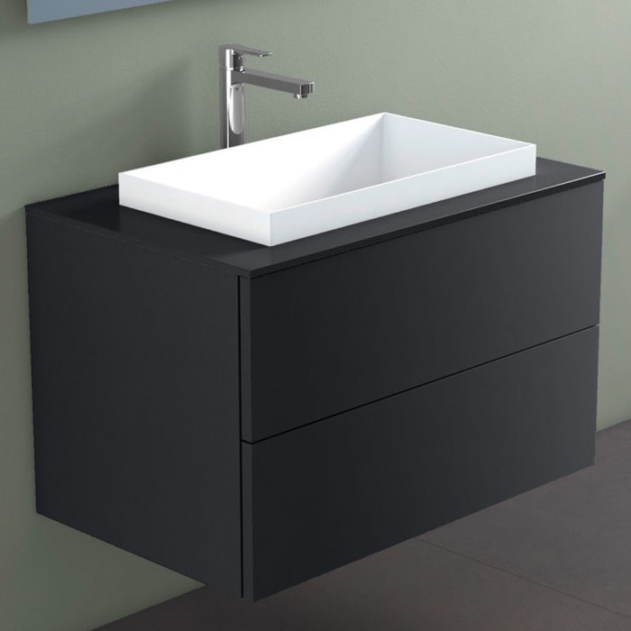 progettobagno Elba Unterschrank 80 cm mit Glasplatte, Hahnlochbohrung und ELY 60 Einbauwaschtisch