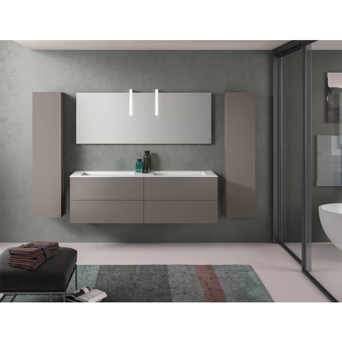progettobagno Elba Lago Doppel-Waschtisch mit Unterschrank 160 cm ohne Hahnloch