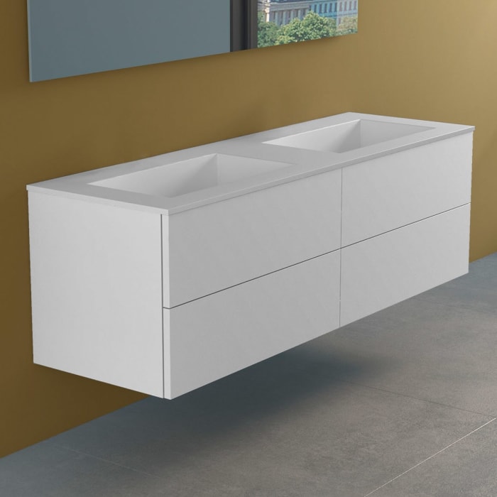 progettobagno Elba Lago Doppel-Waschtisch mit Unterschrank 160 cm ohne Hahnloch