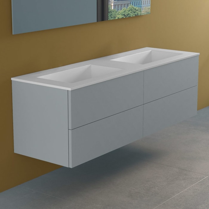 progettobagno Elba Lago Doppel-Waschtisch mit Unterschrank 160 cm ohne Hahnloch