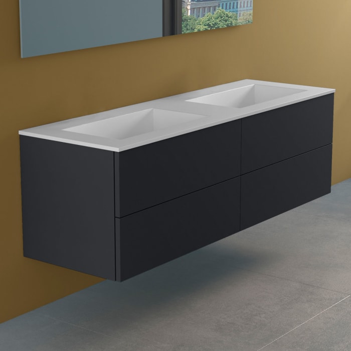 progettobagno Elba Lago Doppel-Waschtisch mit Unterschrank 160 cm ohne Hahnloch