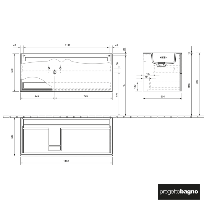 progettobagno Elba Lago Waschtisch mit Unterschrank 120 cm , Ausführung links