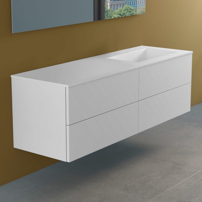 progettobagno Elba Lago Waschtisch mit Unterschrank 160 cm, Ausführung rechts ohne Hahnloch