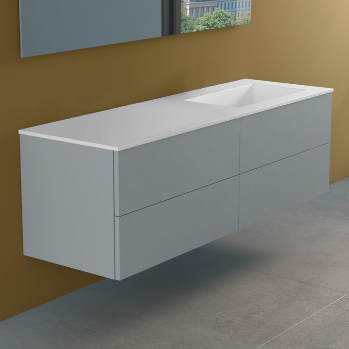 progettobagno Elba Lago Waschtisch mit Unterschrank 160 cm, Ausführung rechts ohne Hahnloch