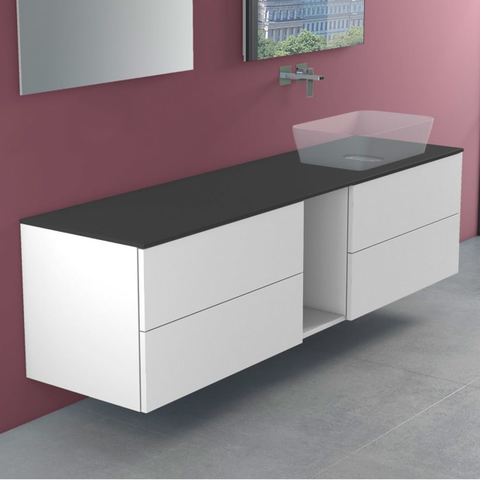 progettobagno Elba Modular Glass, Ausführung rechts Waschtischkonsole 190 cm ohne Hahnlochbohrung