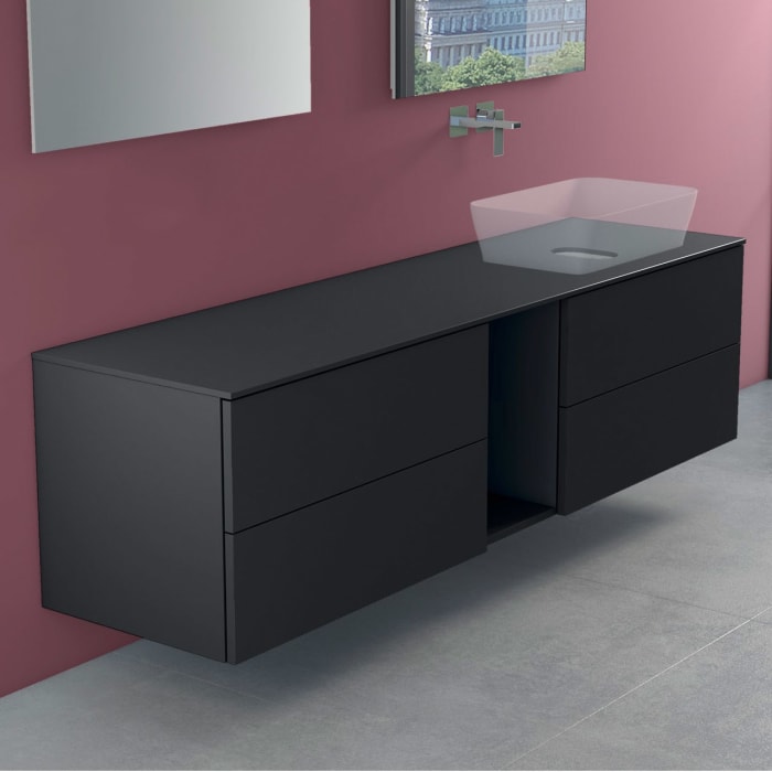 progettobagno Elba Modular Glass, Ausführung rechts Waschtischkonsole 190 cm ohne Hahnlochbohrung