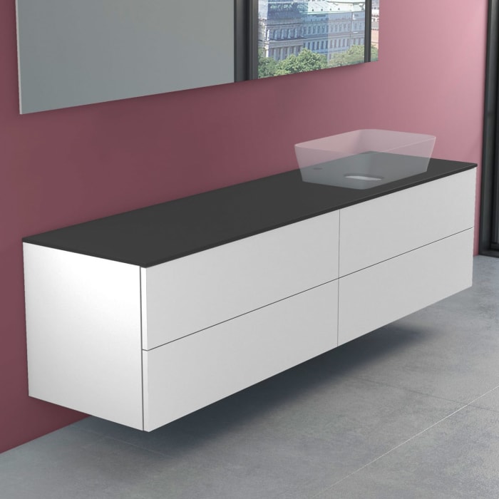 progettobagno Elba Modular Glass, Ausführung rechts Waschtischkonsole 200 cm mit Hahnlochbohrung