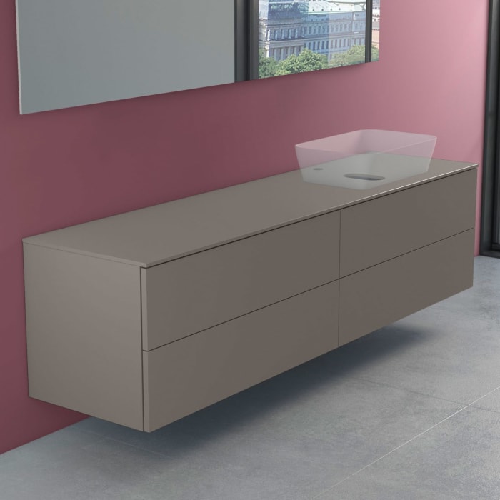 progettobagno Elba Modular Glass, Ausführung rechts Waschtischkonsole 200 cm mit Hahnlochbohrung