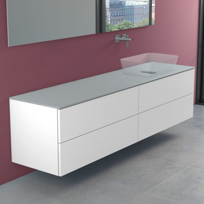 progettobagno Elba Modular Glass, Ausführung rechts Waschtischkonsole 200 cm ohne Hahnlochbohrung