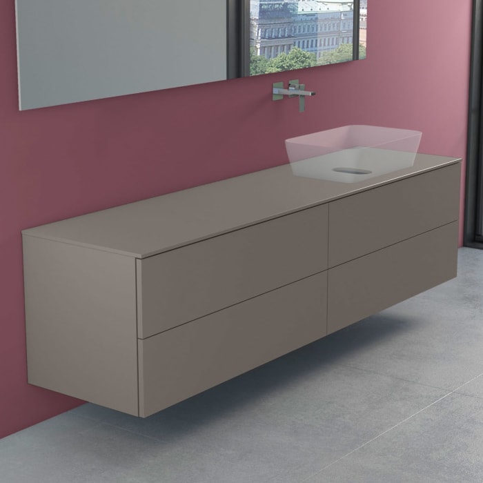 progettobagno Elba Modular Glass, Ausführung rechts Waschtischkonsole 200 cm ohne Hahnlochbohrung