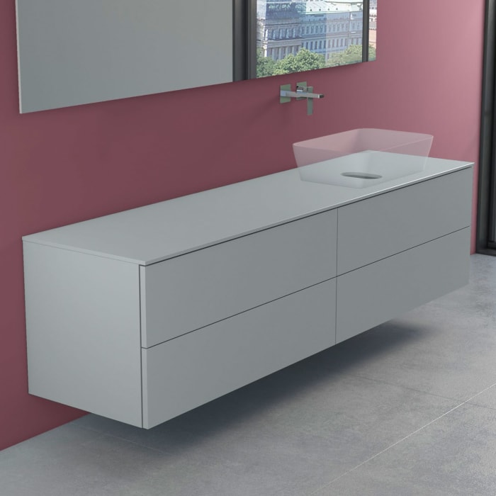 progettobagno Elba Modular Glass, Ausführung rechts Waschtischkonsole 200 cm ohne Hahnlochbohrung