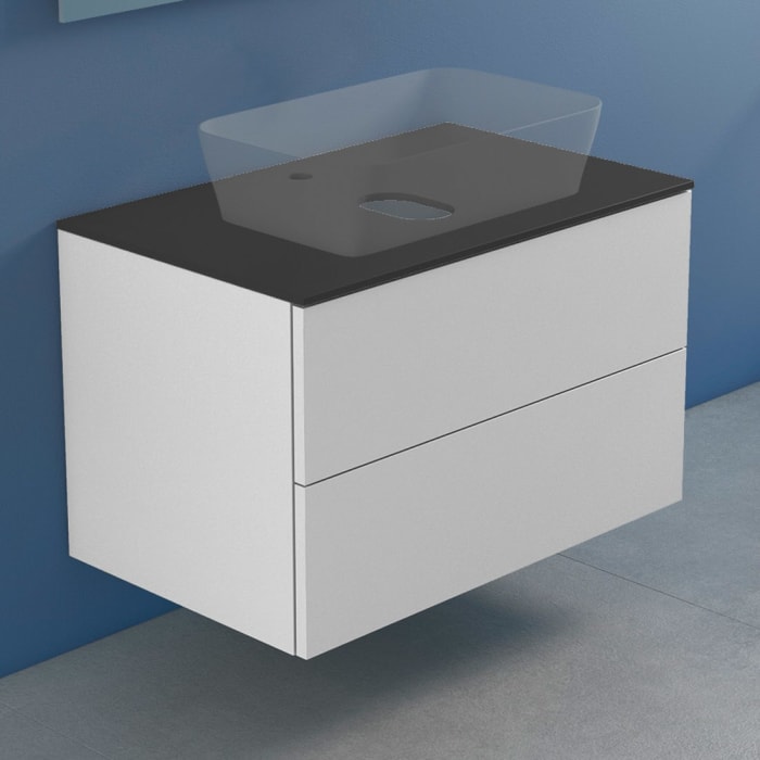 progettobagno Elba Modular Glass Waschtischkonsole 80 cm mit Hahnlochbohrung