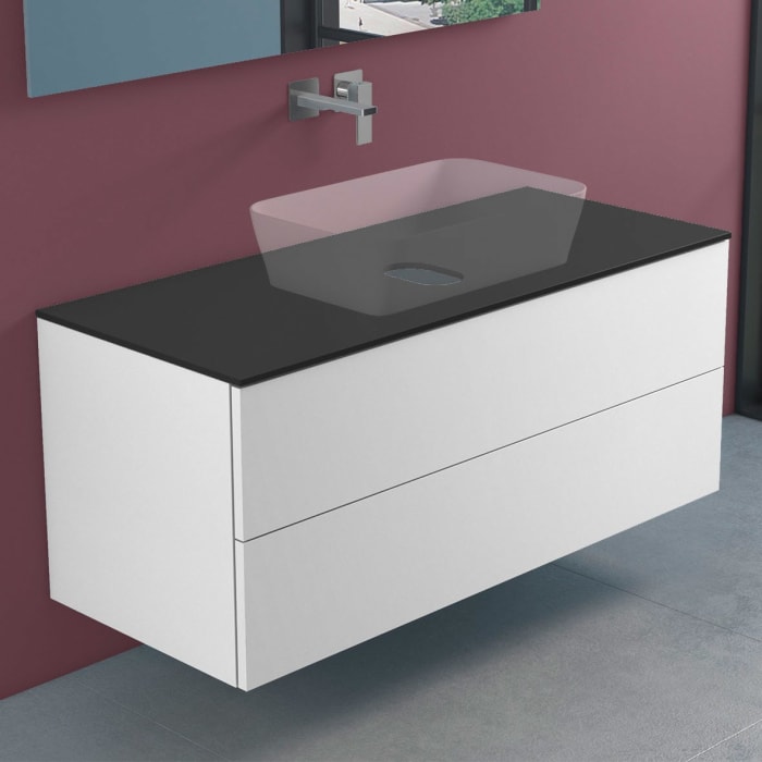 progettobagno Elba Modular Glass Waschtischkonsole 120 cm ohne Hahnlochbohrung