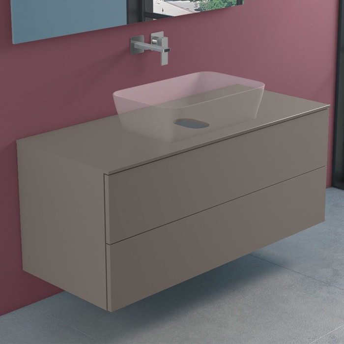 progettobagno Elba Modular Glass Waschtischkonsole 120 cm ohne Hahnlochbohrung