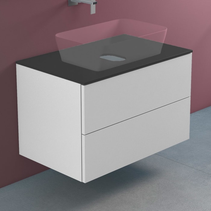 progettobagno Elba Modular Glass Waschtischkonsole 80 cm ohne Hahnlochbohrung