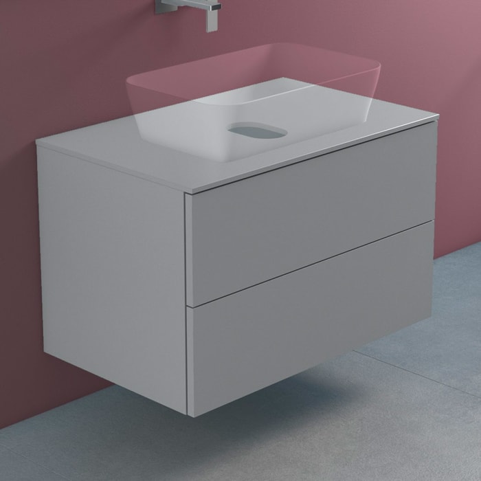 progettobagno Elba Modular Glass Waschtischkonsole 80 cm ohne Hahnlochbohrung