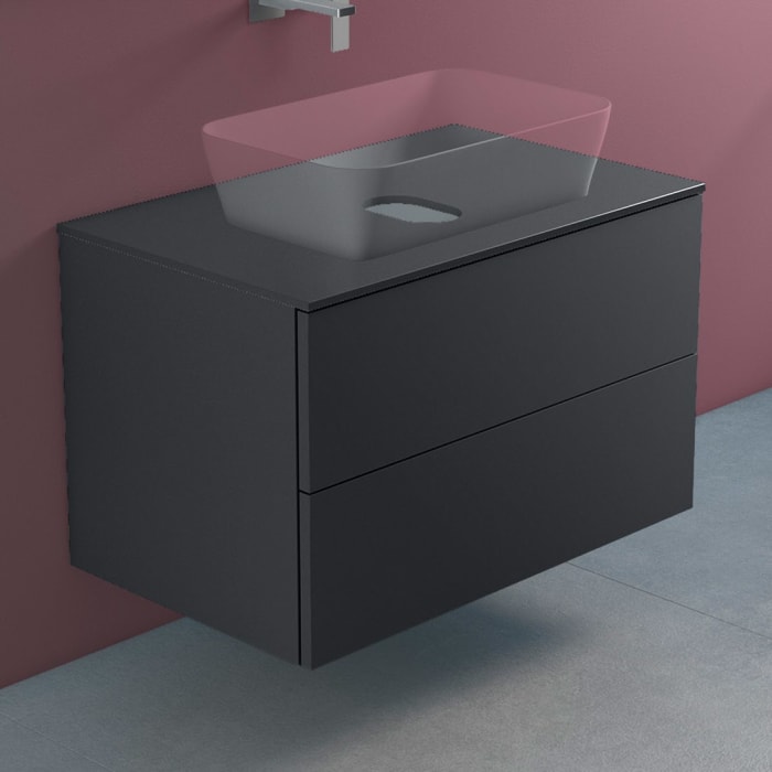 progettobagno Elba Modular Glass Waschtischkonsole 80 cm ohne Hahnlochbohrung