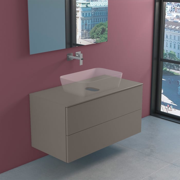 progettobagno Elba Modular Glass Waschtischkonsole 100 cm ohne Hahnlochbohrung