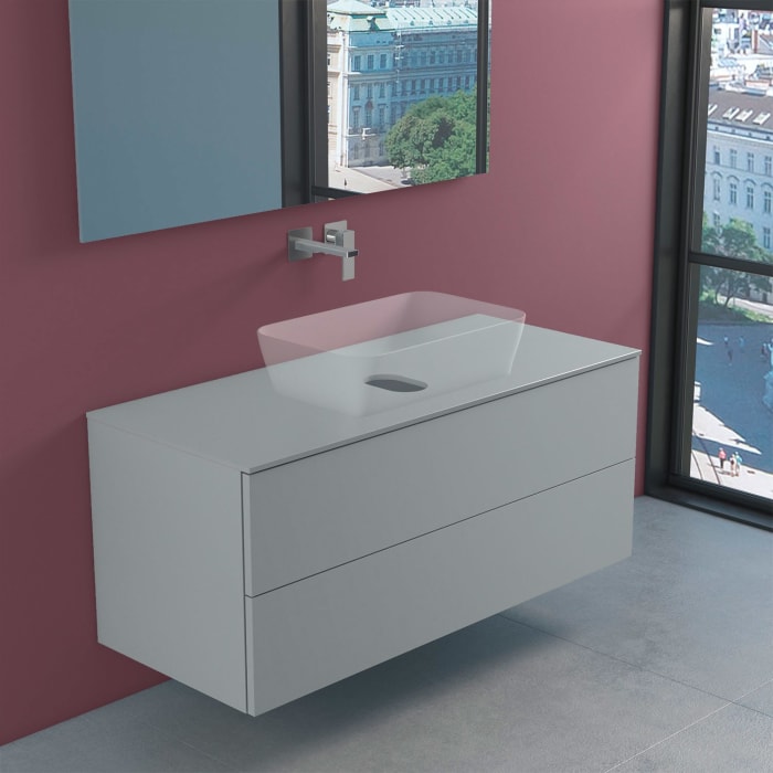 progettobagno Elba Modular Glass Waschtischkonsole 120 cm ohne Hahnlochbohrung