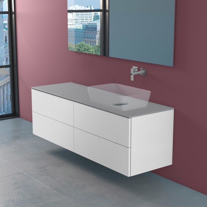 progettobagno Elba Modular Glass, Ausführung rechts Waschtischkonsole 160 cm ohne Hahnlochbohrung