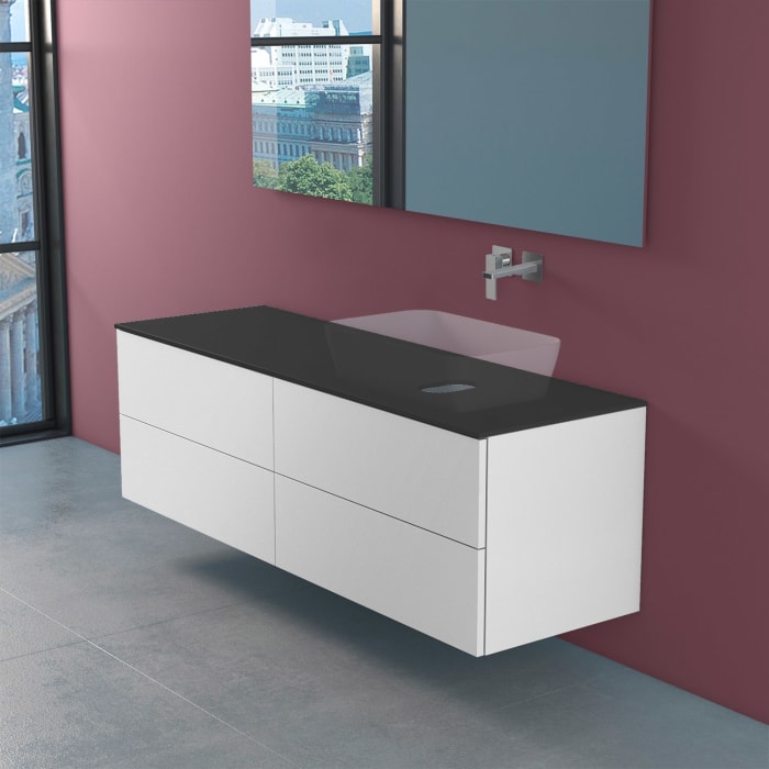 progettobagno Elba Modular Glass, Ausführung rechts Waschtischkonsole 160 cm ohne Hahnlochbohrung