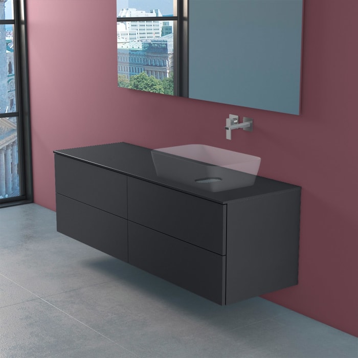 progettobagno Elba Modular Glass, Ausführung rechts Waschtischkonsole 160 cm ohne Hahnlochbohrung