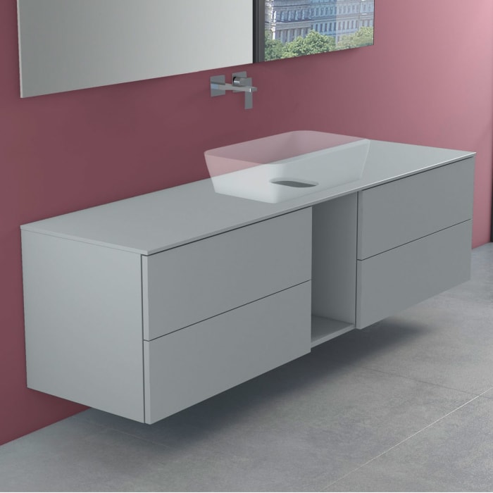 progettobagno Elba Modular Glass Waschtischkonsole 190 cm ohne Hahnlochbohrung