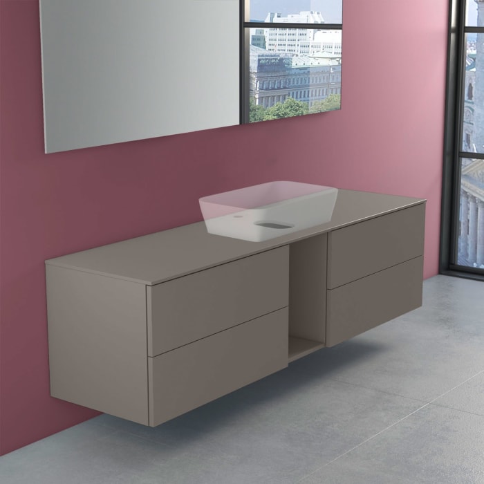 progettobagno Elba Modular Glass Waschtischkonsole 190 cm mit Hahnlochbohrung