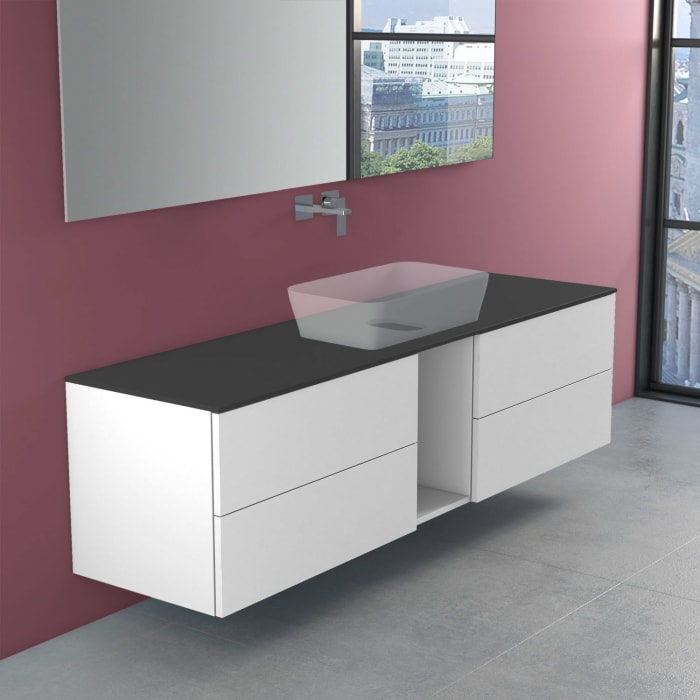progettobagno Elba Modular Glass Waschtischkonsole 190 cm ohne Hahnlochbohrung