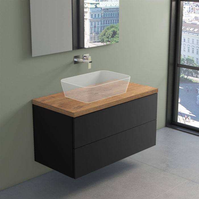 progettobagno Elba Terra Waschtischkonsole 100 cm mit Platte in Holzdekor