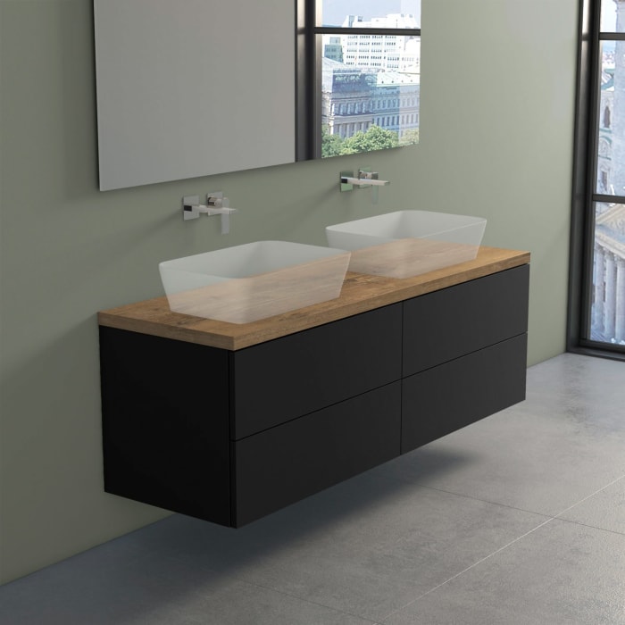 progettobagno Elba Terra Waschtischkonsole 160 cm mit Platte in Holzdekor
