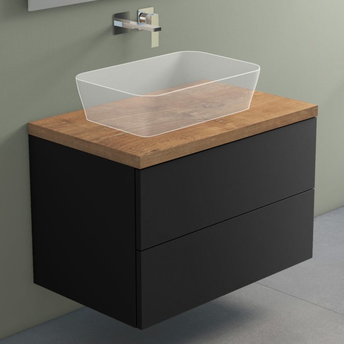 progettobagno Elba Terra Waschtischkonsole 80 cm mit Platte in Holzdekor
