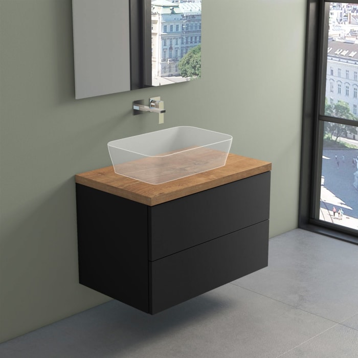 progettobagno Elba Terra Waschtischkonsole 80 cm mit Platte in Holzdekor